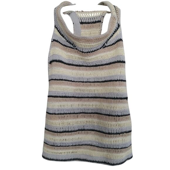 ⏳Ecote knitted Bohemian stripped halter crop top tank. Y2K Hippie. Earthy, - Picture 1 of 8